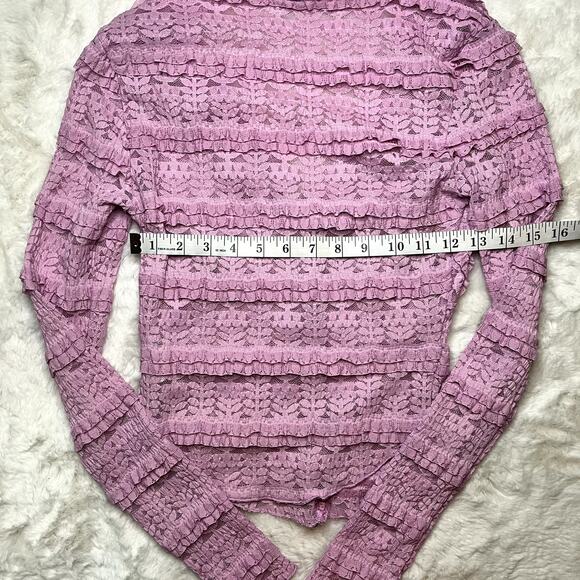 Pink Ruffle Lace Coquette Long Sleeve Top - Picture 4 of 7